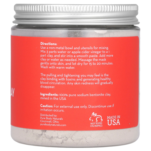 Pure Body Naturals, порошок из индийской целебной бентонитовой глины, 227 г (8 унций)