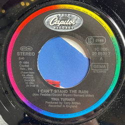 Винтажная виниловая пластинка LP Tina Turner I Can't Stand The Rain (Germany 1985) 7 дюймов, 45 RPM, Single