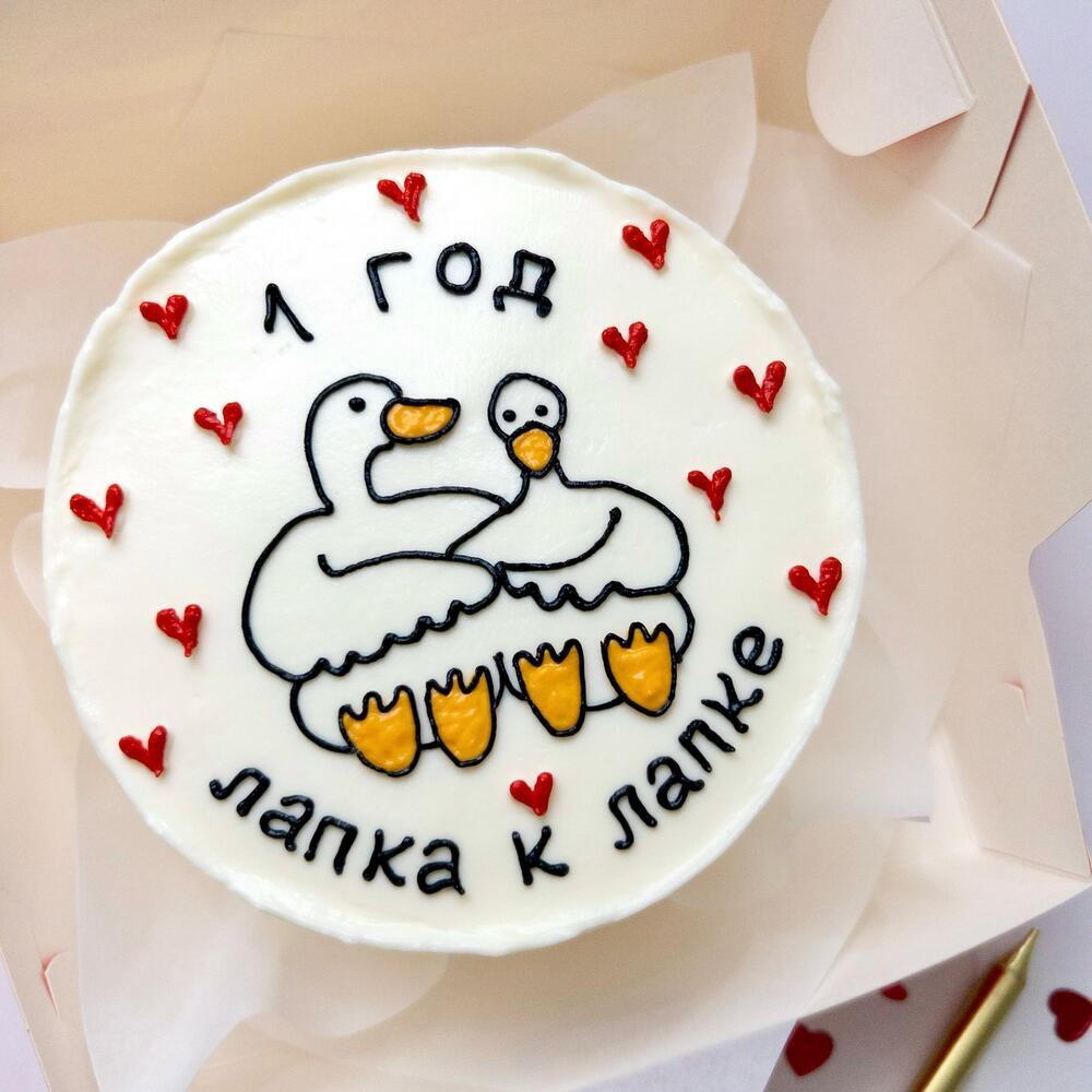 Бенто-торт «Лапка к лапке. Гуси»