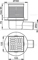 Сливной трап AlcaPlast APV1 105 x 105/50