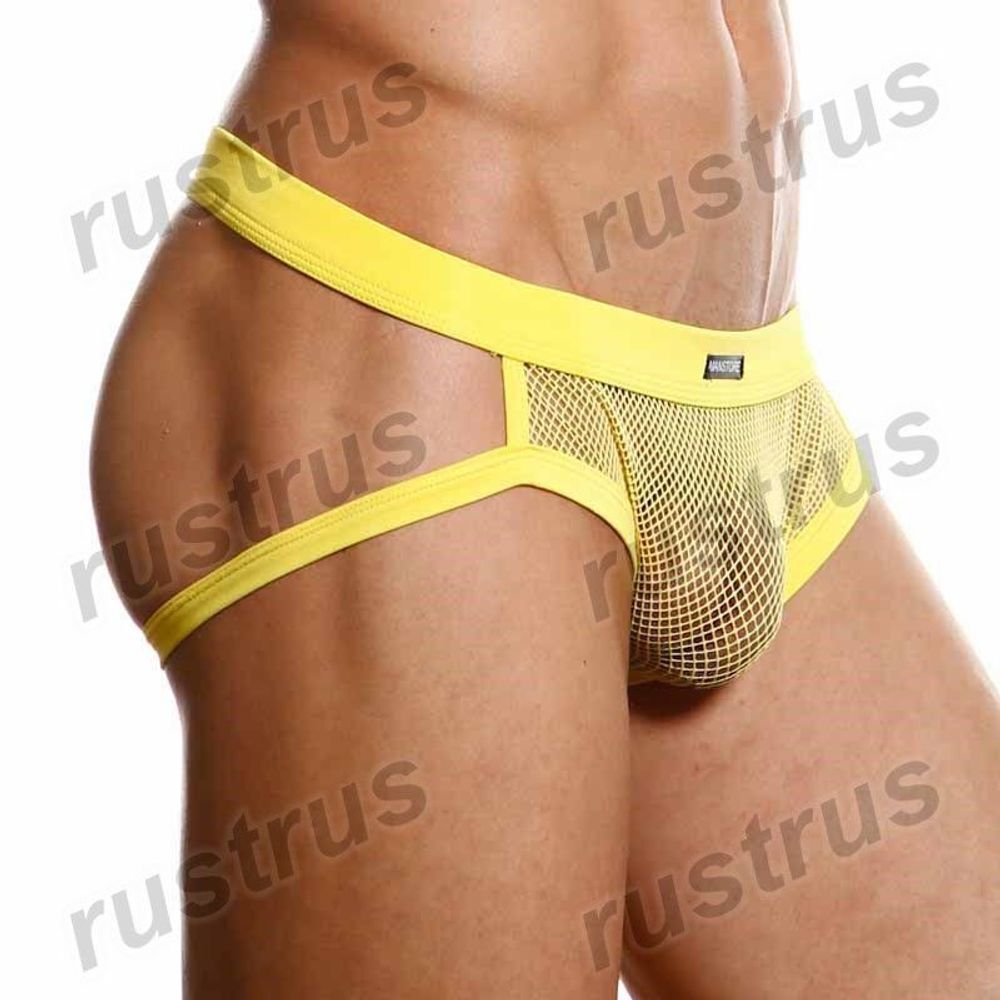 Мужские трусы в сетку джоки желтые Manstore