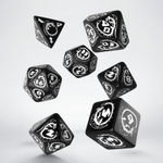 Dragons Black & white Dice Set (7) (Hematite)