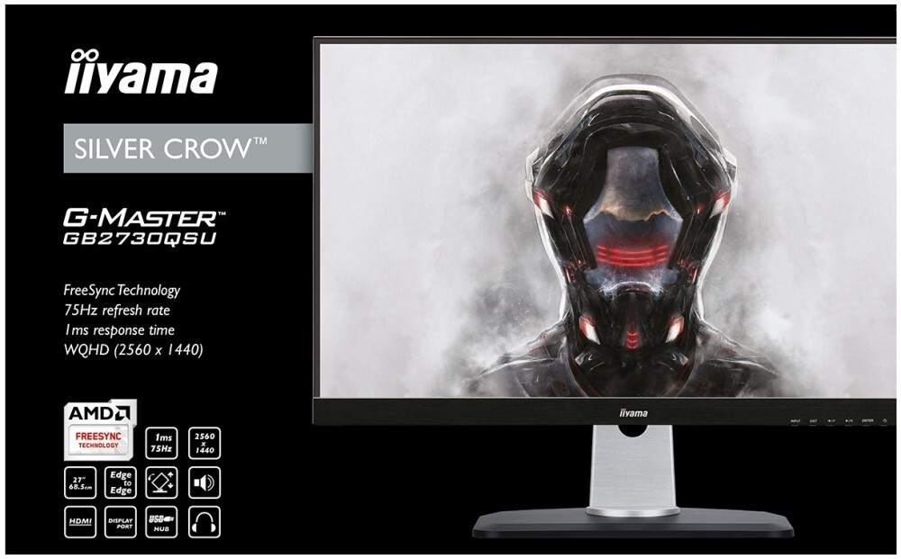 Монитор Iiyama 27;; G-Master GB2730QSU-B1 2560x1440 TN WLED 75Гц 1ms FreeSync DVI HDMI DisplayPort