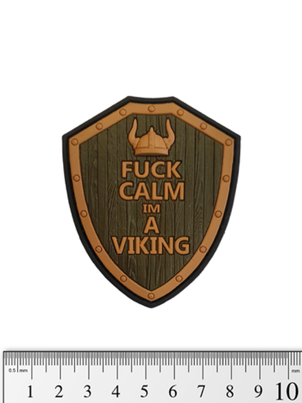 Шеврон Fuck Calm I'm A Viking 3D PVC. Олива