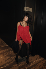 Платье мини с воланами red