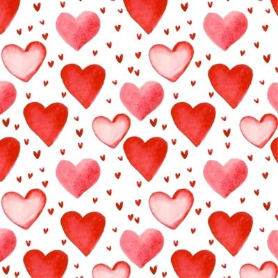 Нежные сердца акварелью