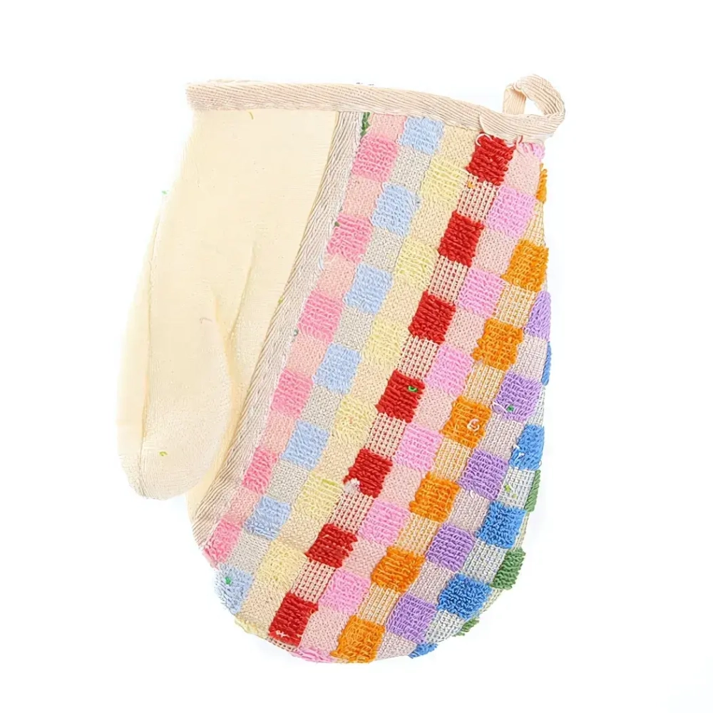 Мочалка-варежка для тела мягкая «Ультрамарин - Цветные шашечки», цвет микс