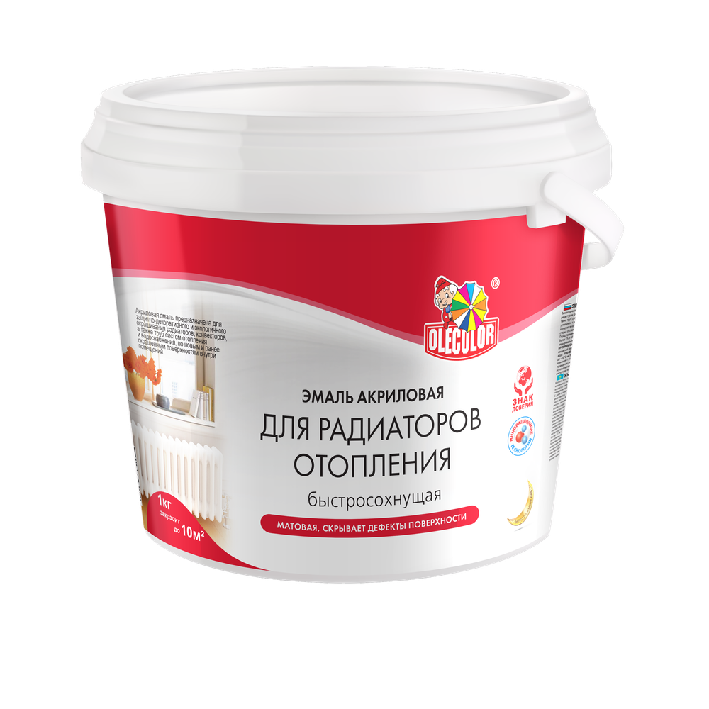 Эмаль акриловая для радиаторов отопления матовая 1,0кг OLEKOLOR