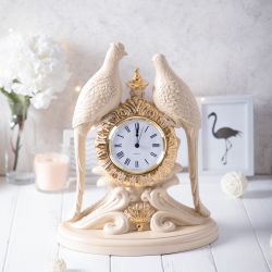 Часы настольные Павлины Айвори