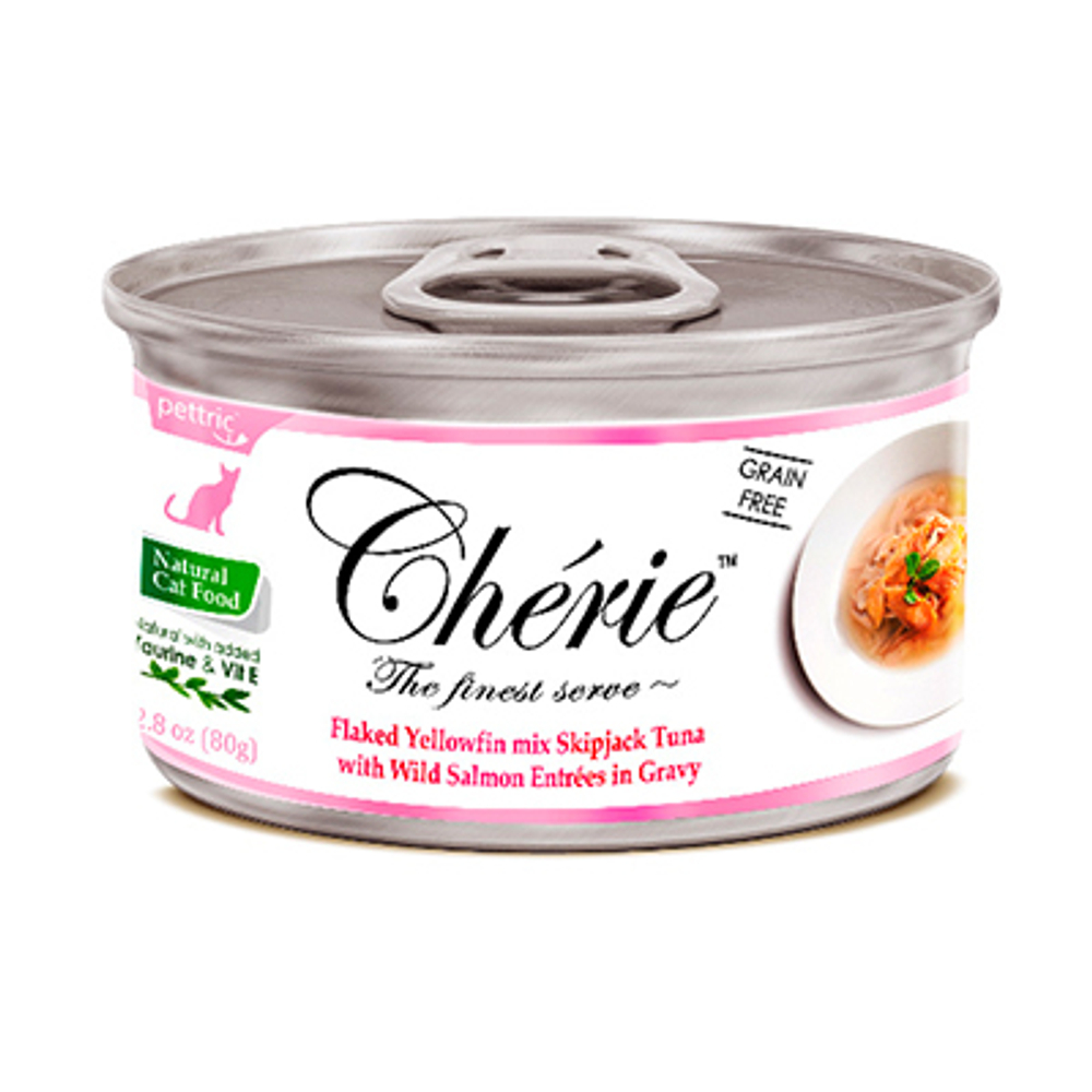 Pettric Cherie Консервы для кошек Тунец с Лососем в подливе, 80гр
