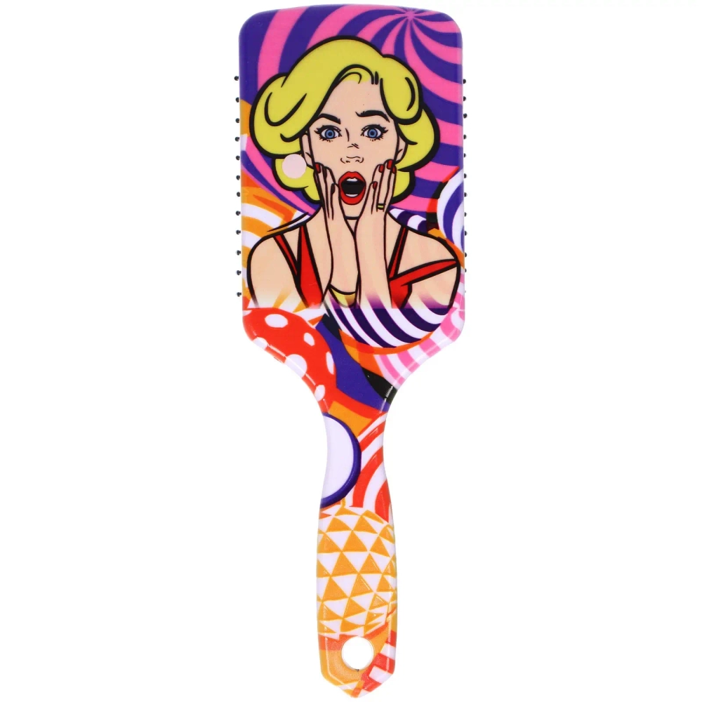 Расческа массажная прямоугольная форма «КОЛЛЕКЦИЯ ИМАНИ - ФОРТУНА», микс 4 дизайна, 24*7,5см (PVC упаковка)