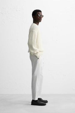 ZARA БРЮКИ ИЗ 100% ЛЬНА, БЕЛЫЙ