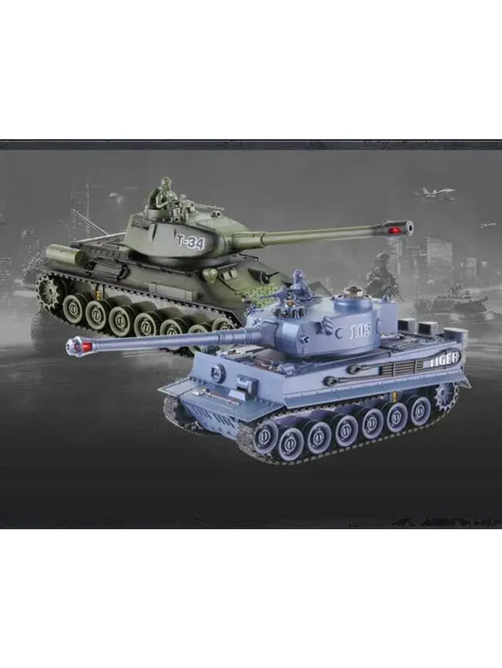 Радиоуправляемый танковый бой Zegan Т34 и Tiger масштаб 1:28 RTR 99824RU