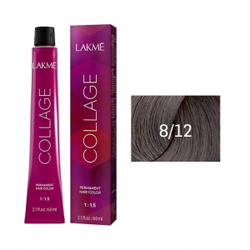 Lakme Collage Крем-краска для волос, 8/12 Светлый блондин пепельно-фиолетовый, 60 мл