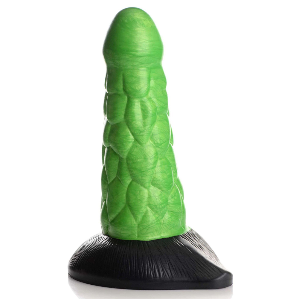 Зеленый фантазийный фаллоимитатор Reptile Thick Scaly Silicone Dildo - 19,1 см. (Цвет: зеленый)