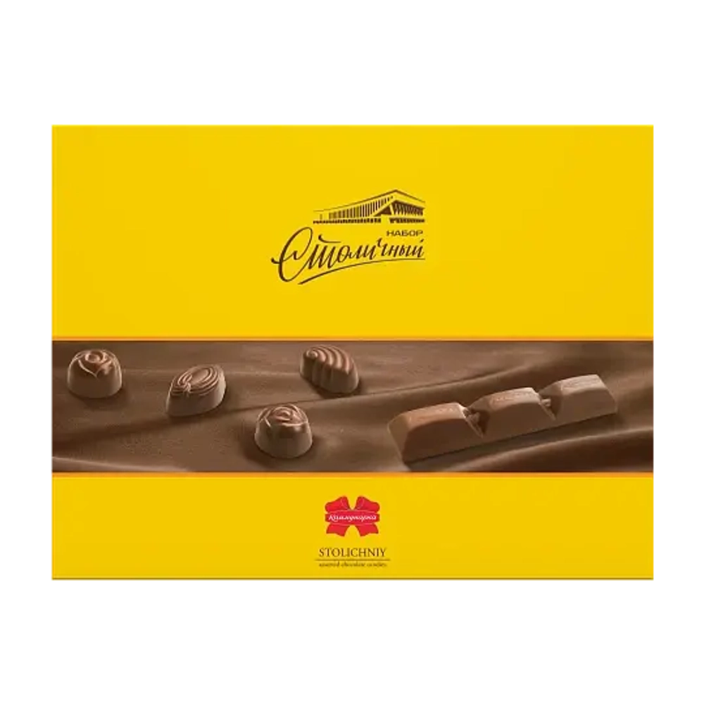 Набор конфет «Столичный». Конфеты: «Коммунарка» молочная помадка с шоколадом, « Сладкий танец кофейный», «Трюфельные» с кремовой начинкой. Шоколад: Темный с начинкой «Трюфельный» ЭЛИТ, Темный «Коммунарка» с шоколадной начинкой. «Коммунарка»