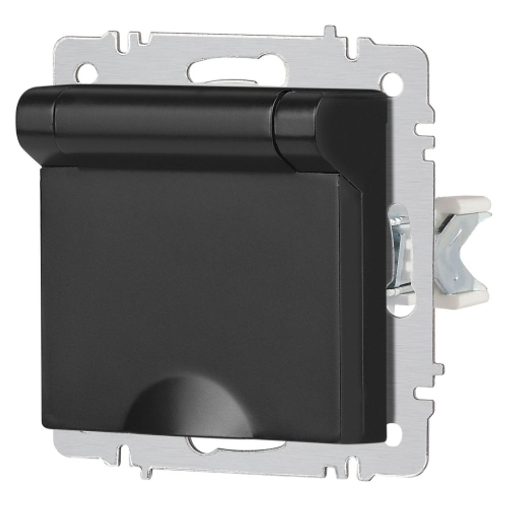 Розетка Intro Accent 6-203-05 с заземлением 2P+E Schuko с крышкой 16А-250В IP20 СУ антрацит