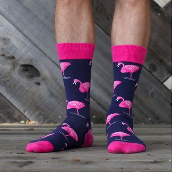 Носки "Розовый фламинго и синие озера", р-р 40-44 (синий/розовый)