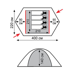 Tramp палатка Rock 4 (V2) (зеленый)