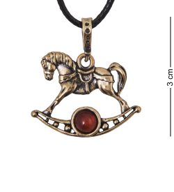 AM-4224 Подвеска «Лошадка Качалка» (латунь, янтарь)