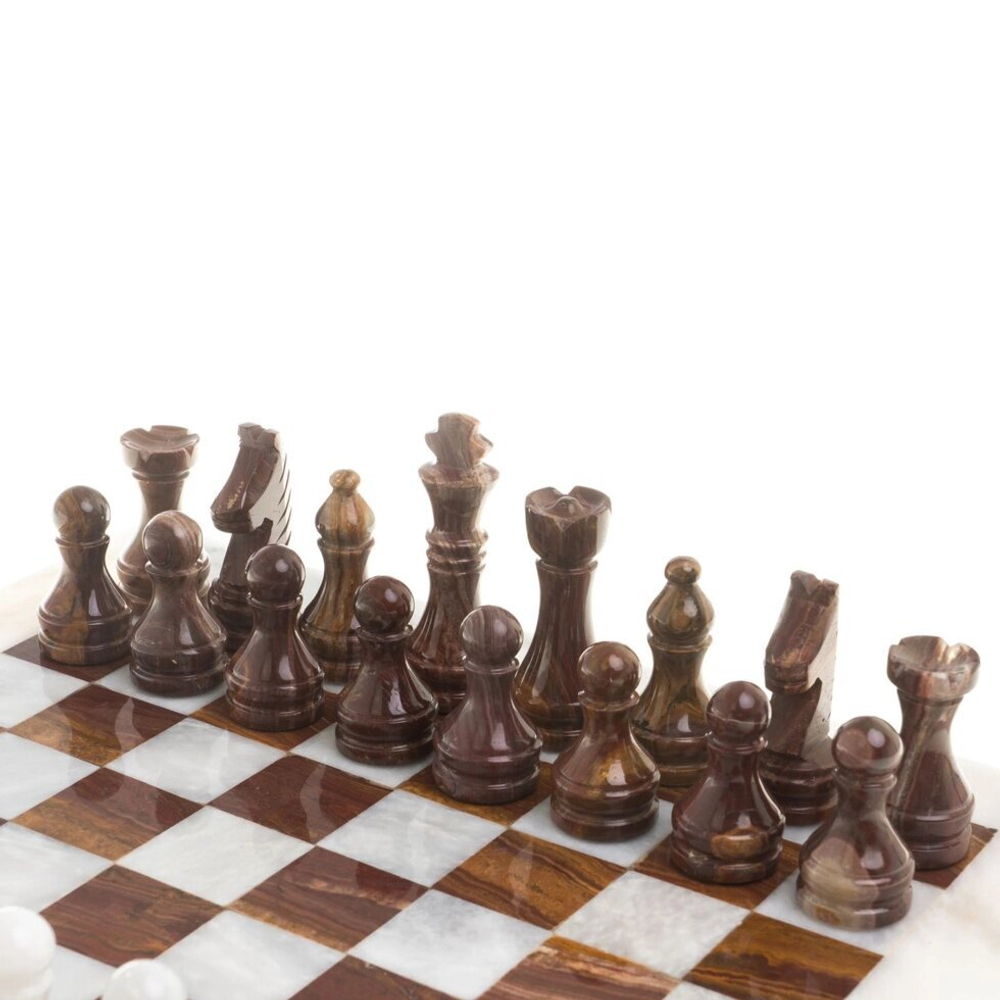 Шахматы из оникса и мрамора "Европейские" доска 30х30 см