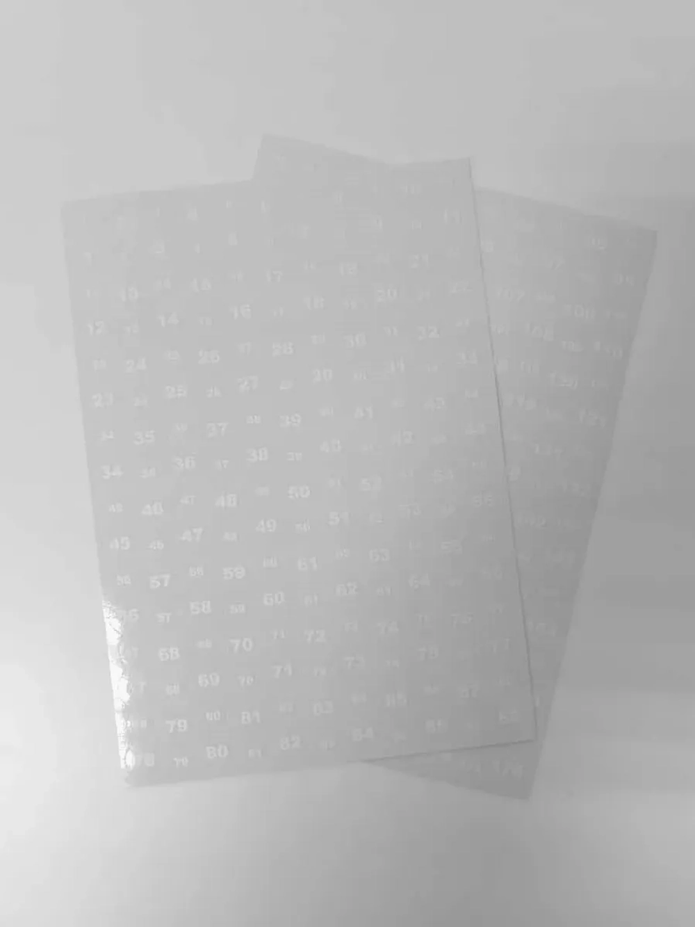 Наклейки прозрачные с номерами от 1 до 176, белые цифры