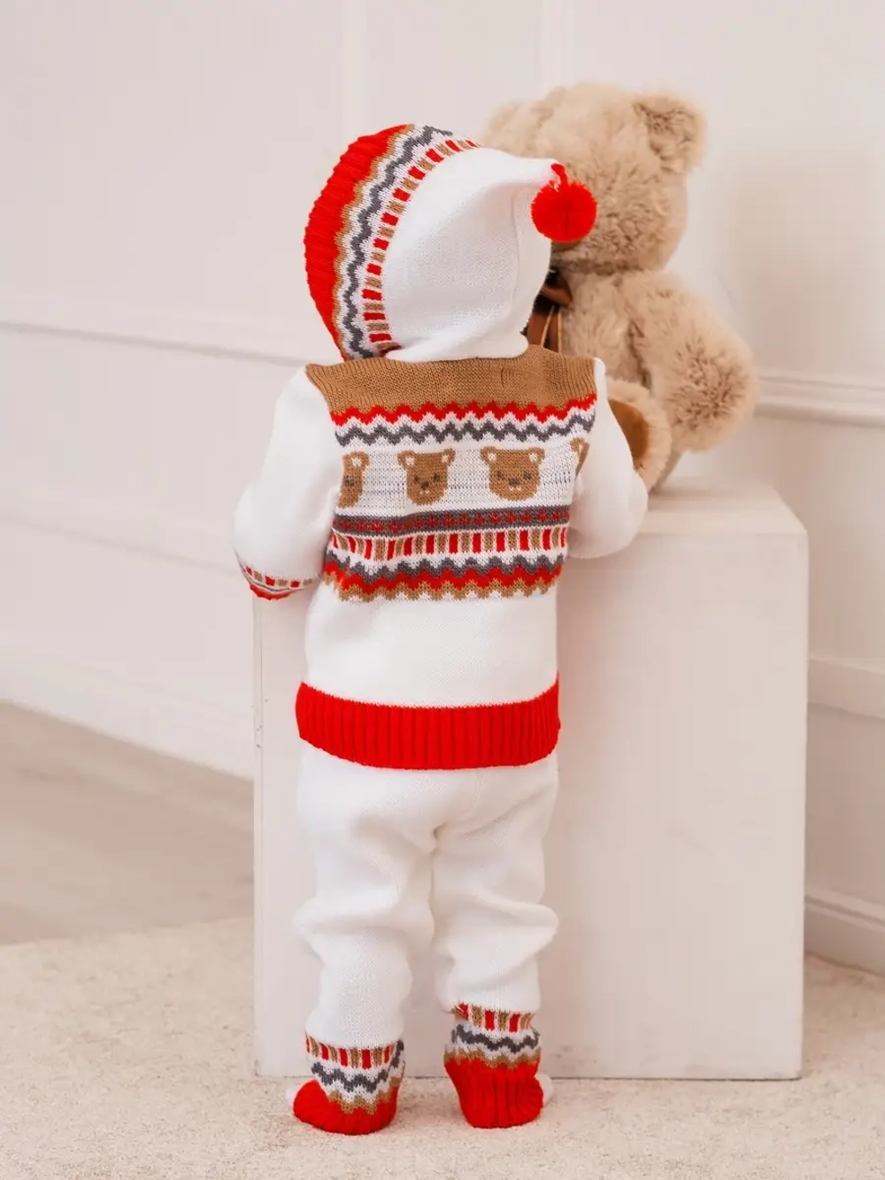 Костюм вязаный для малышей для новорожденных "Мишки"