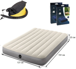 Мaтрас нaдувной Intex 64102 Deluxe Full 137х191х25 см / Крoвать нaдувная Интeкс полуторная велюровая для дома и туризма