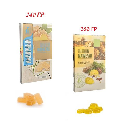 Мармелад Вологодский - Имбирный 240 гр и с Кедровым орехом 280 гр