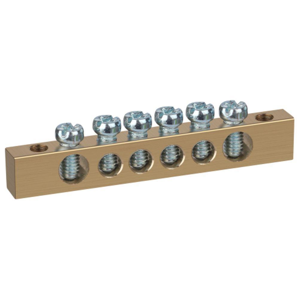 Шина ЭРА NO-122-02 PEN земля-ноль 6х9мм 6/2 латунная с креплениями по краям