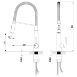 LM6002C Соул Смеситель для кухни с вытяжным изливом, шланг 56 см (к/к 4)