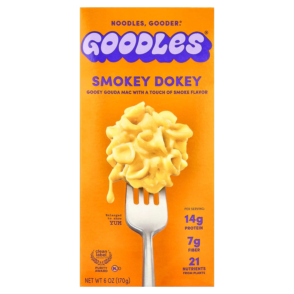 Goodles, Smokey Doki, Gooey Goida Mac, с легким вкусом дыма, 170 г (6 унций)