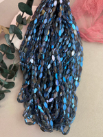 Стеклянные бусины овал, 6*10 мм, нить 50 см, синий электрик