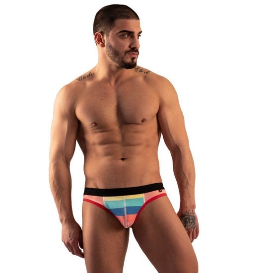 Мужские трусы джоки розовые с разноцветной вставкой Van Baam VB-38093