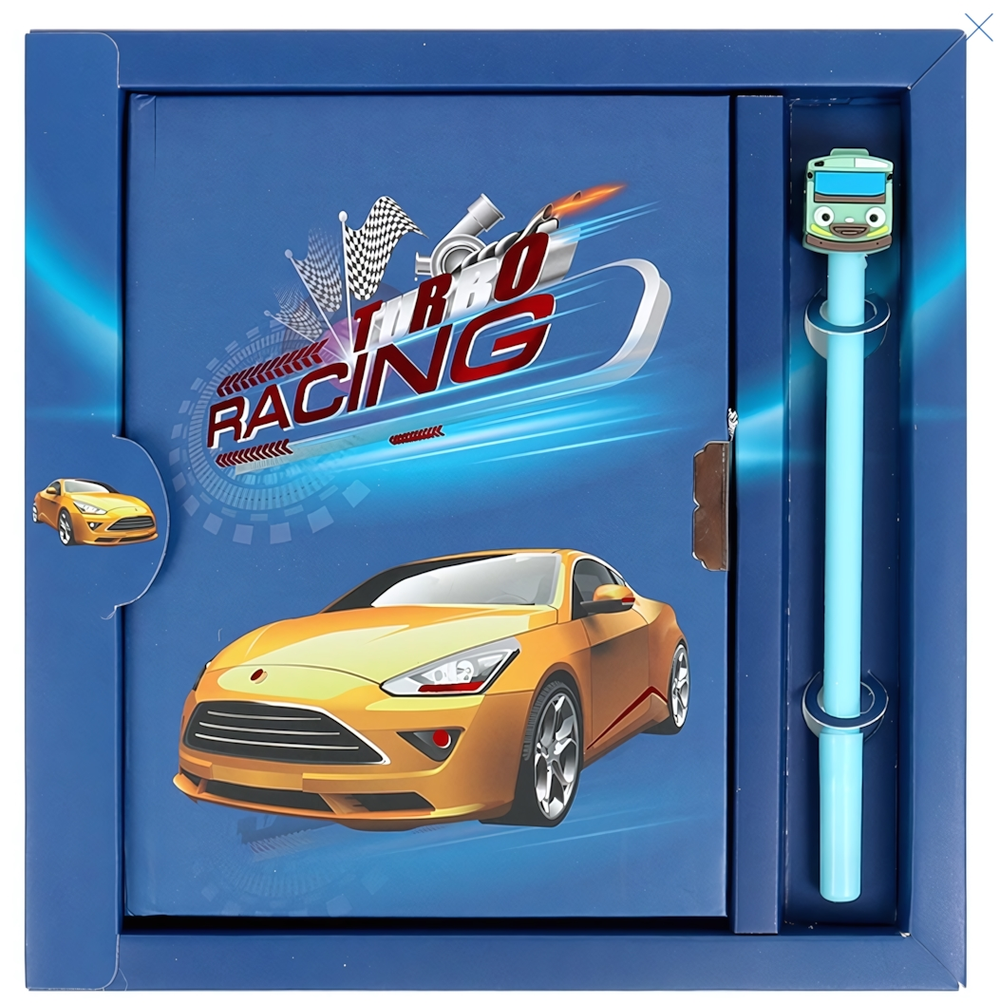 Блокнот 13,5*18 см 50л. с замком "Turbo Racing" с ручкой (Darvish)