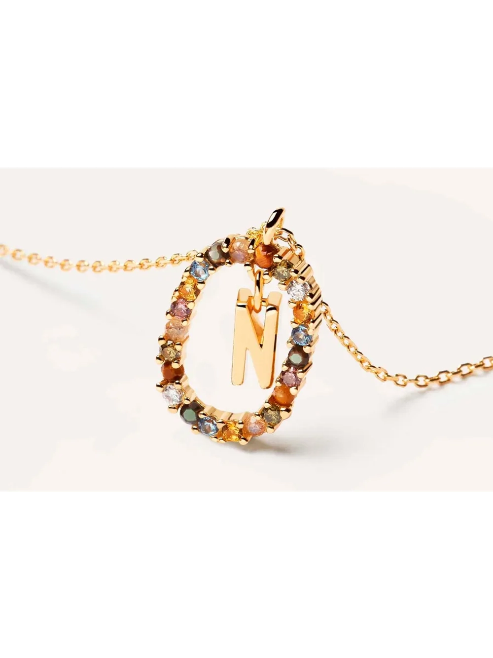 Колье Буква N серебро 925 пробы покрытое золотом