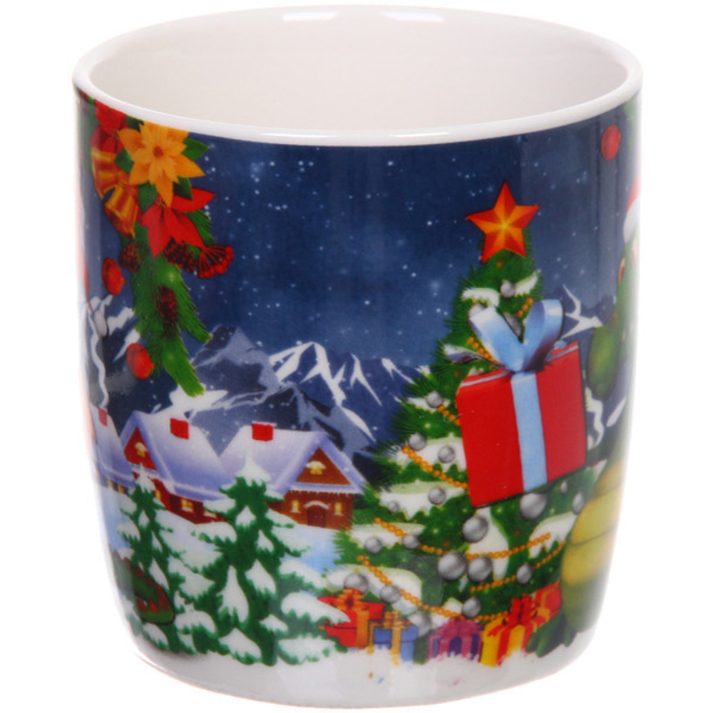 Кружка керамическая 370мл «Дракончик с подарком» с ложкой в подарочной коробке