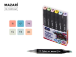 Набор маркеров для скетчинга двусторонние 6цв FANTASIA Pastel colors (Mazari)