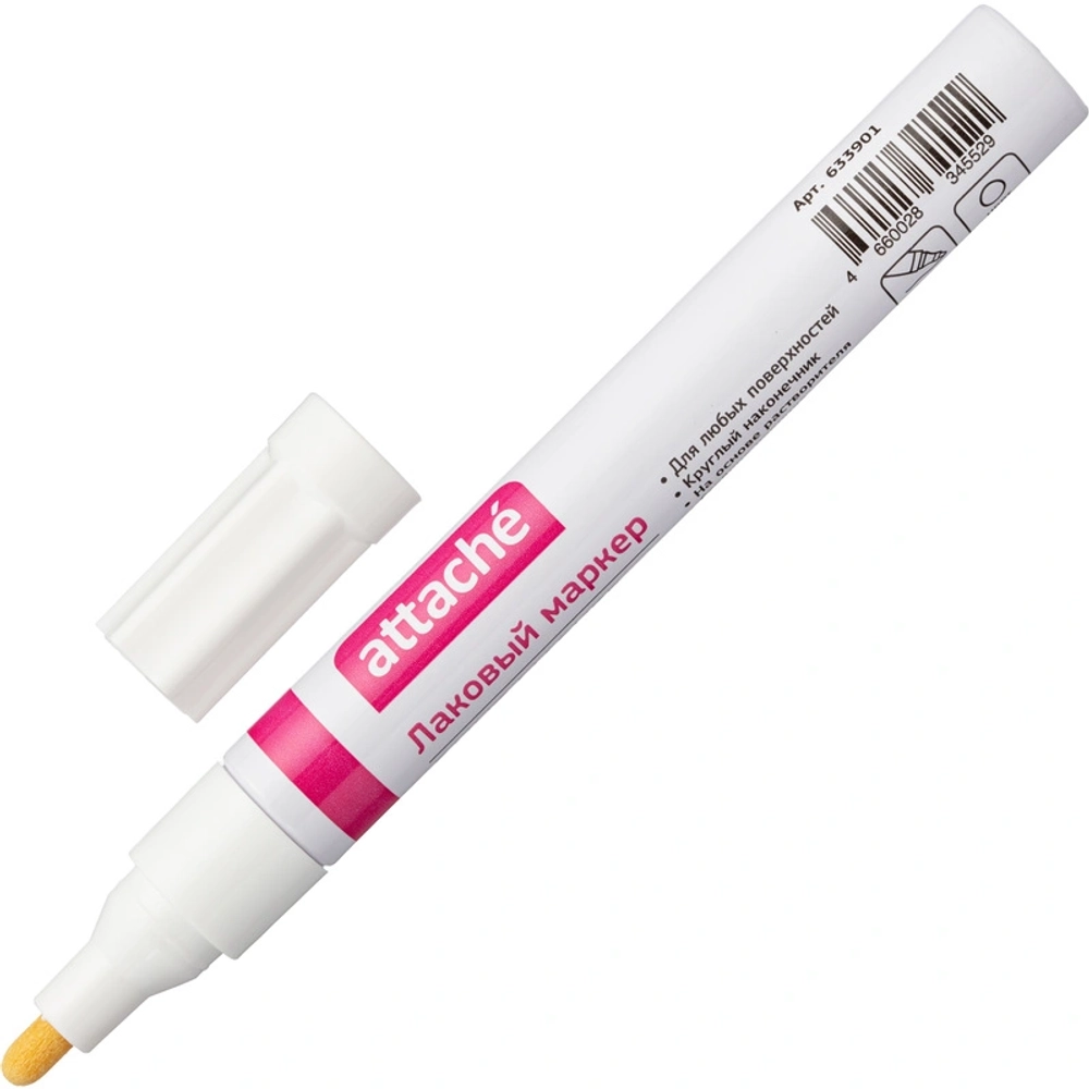 Маркер промышленный лаковый Attache белый 2-4 мм
