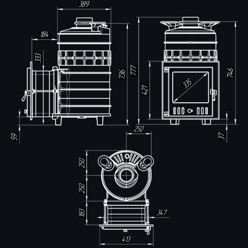 Чугунная печь для бани Искандер ЗК 25 (М) Pro