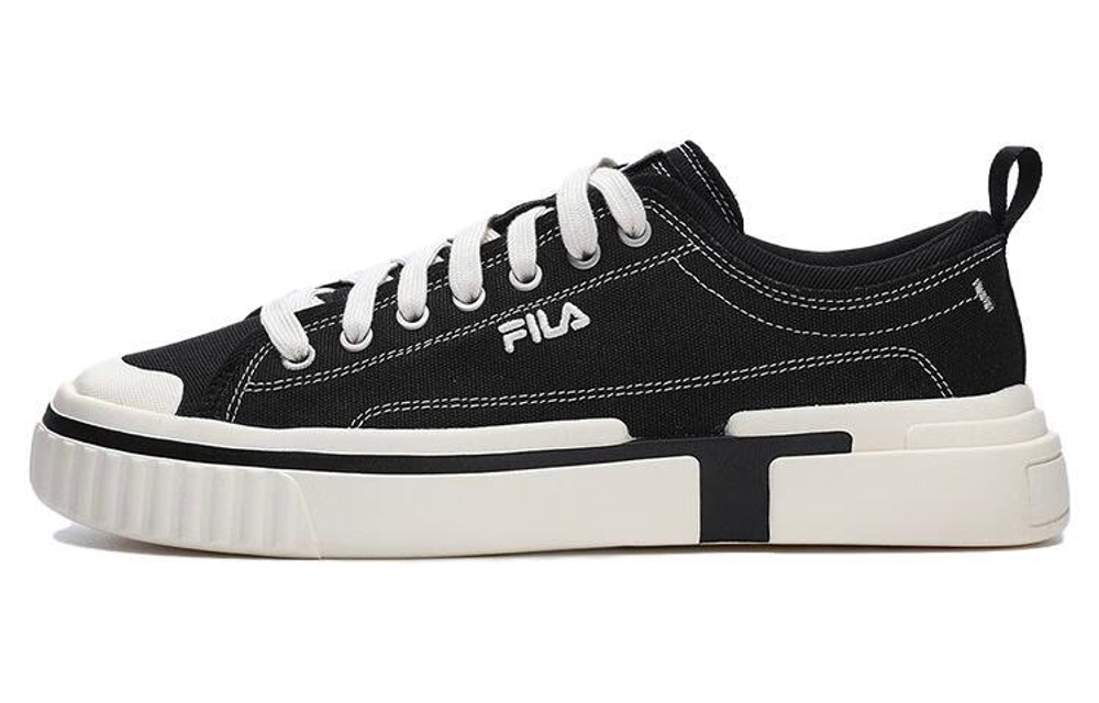 FILA non-slip wear-resistant low-top canvas shoes men's black and white