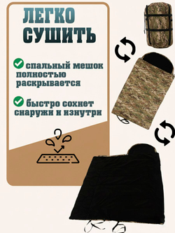 Спальный мешок Турист, зимний, туристический, военный -10, 250*180, мультикам