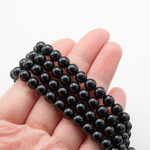 Шерл (черный турмалин) натуральный, бусины в форме шара, 6,4мм