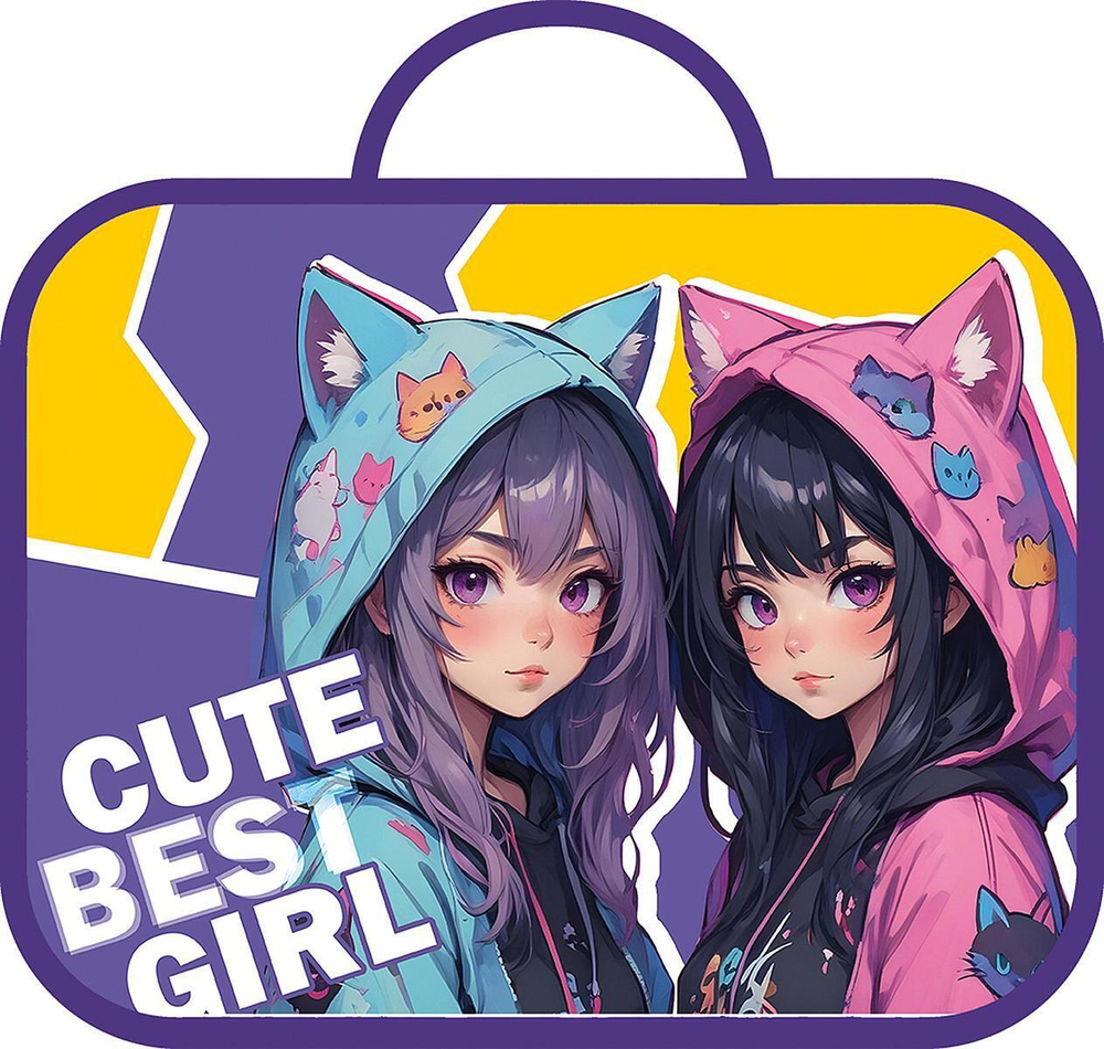 Папка школьника А4 с ручками + твердое дно, широкая, ткань, 335/260/60 "Лучшие подружки 2025" (Пчелк