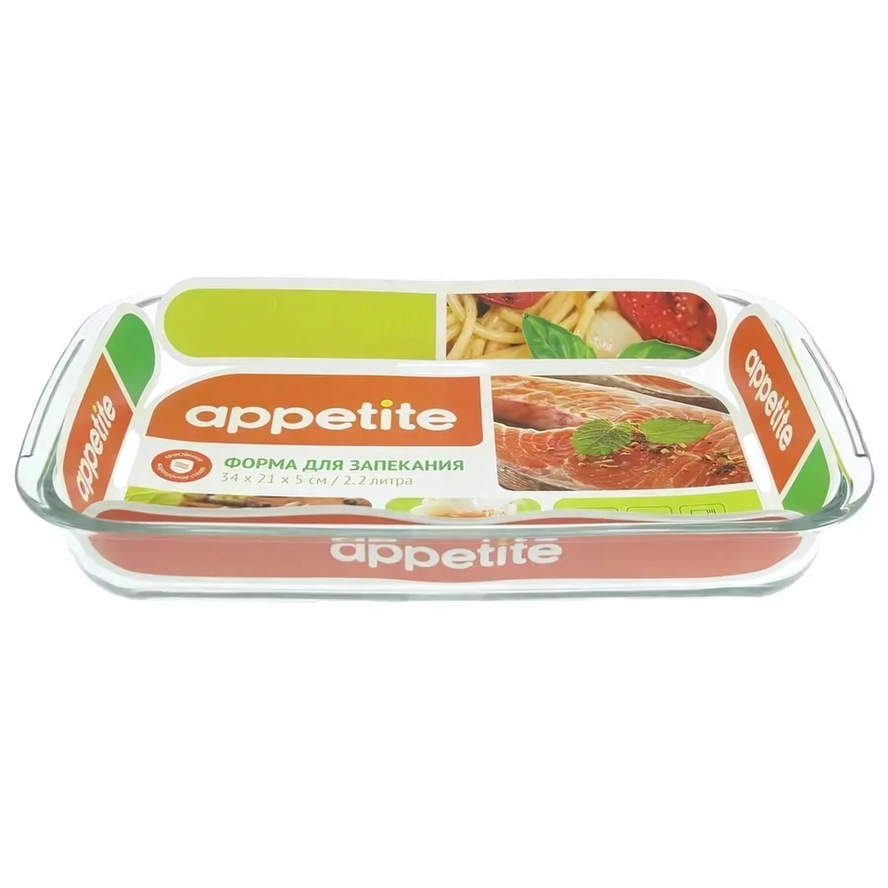 Форма стеклянная прямоугольная 34x21x5см,2л ТМ Appetite