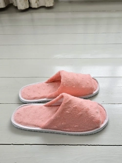 Тапочки велсофт открытые нежно-розовые