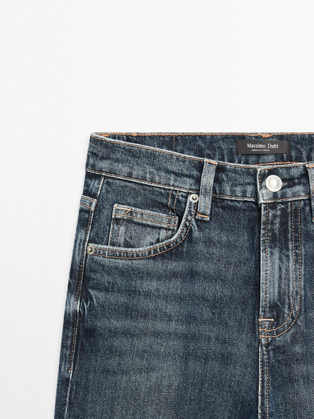 Massimo Dutti Зауженные джинсы со средней посадкой, средне-синий