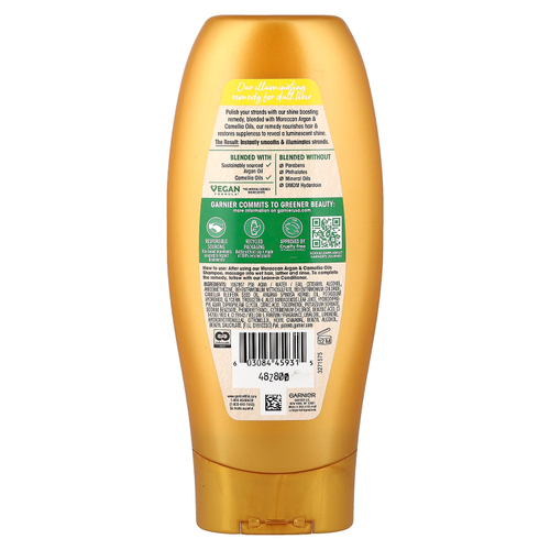 Garnier, цельные смеси, осветляющий кондиционер, с маслами марокканской арганы и камелии, 370 мл (12,5 жидк. унции)