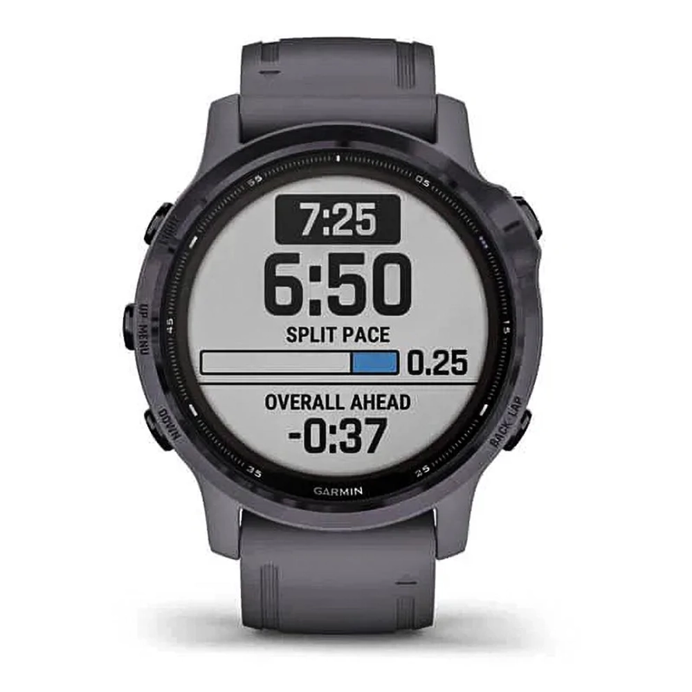 Спортивные наручные часы Garmin Fenix 6s Pro Solar аметистовый с темно-серым ремешком 010-02409-15