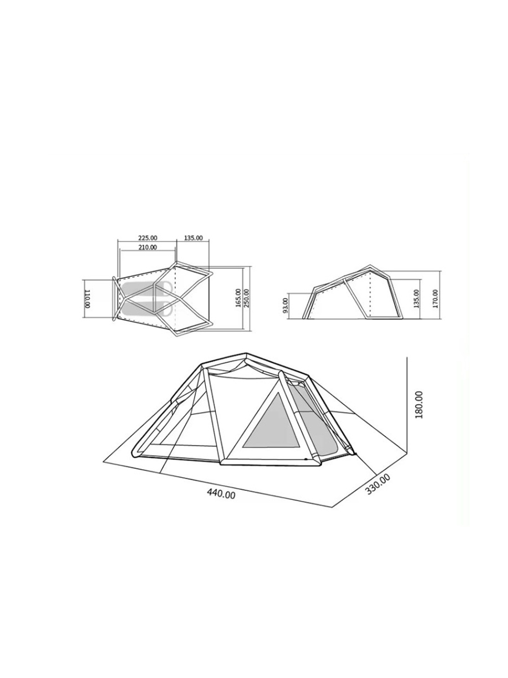 Палатка Naturehike Lingfeng Air 7.3 2-местная, быстросборная, надувной каркас, бело-голубая